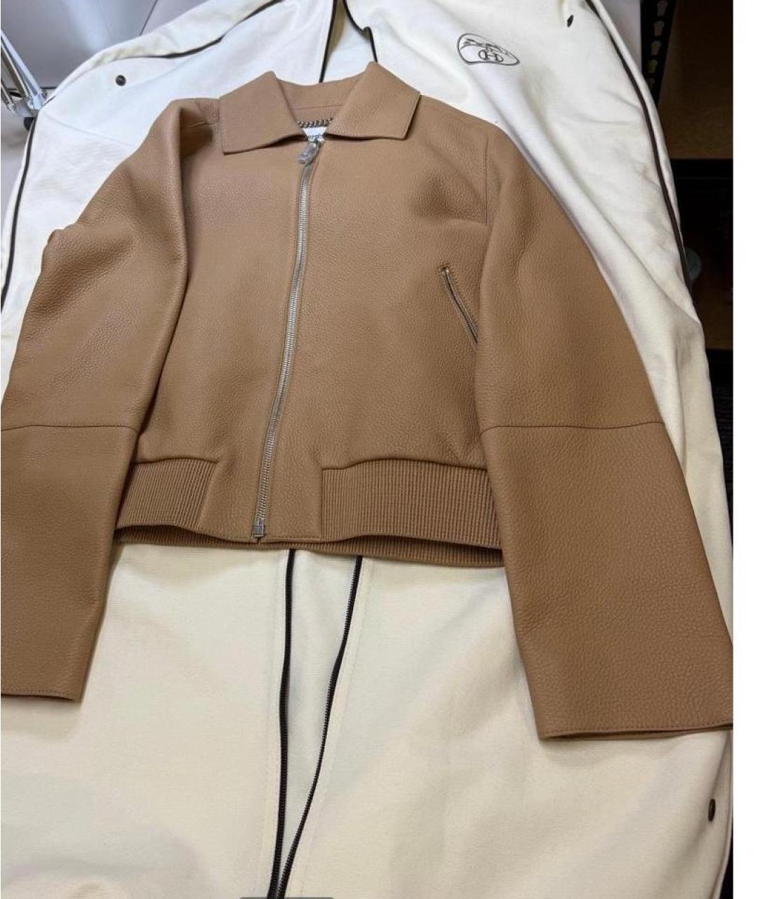 HERMES Оранжевая кожаная куртка, фото 5