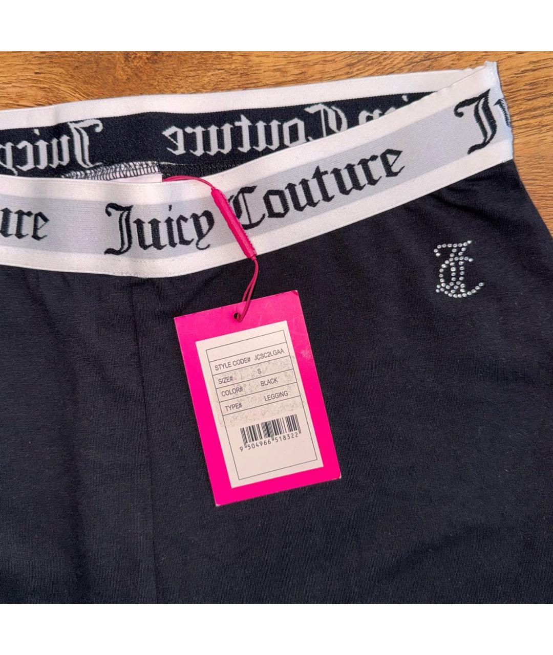 JUICY COUTURE Черные хлопко-эластановые леггинсы и велосипедки, фото 4