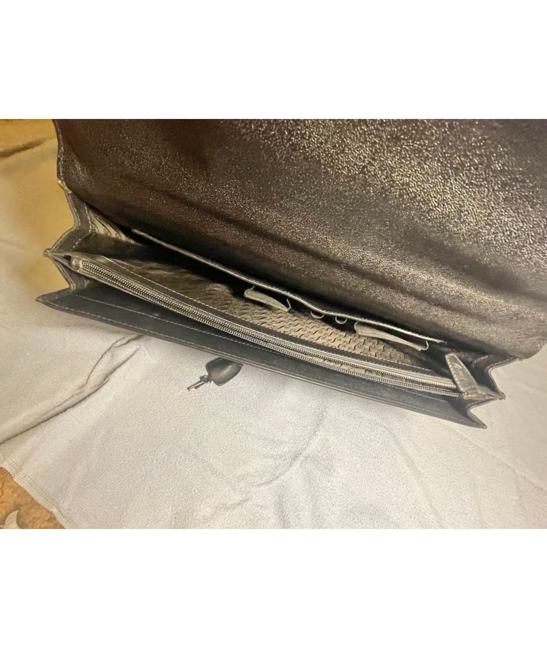 BRIONI Черный кожаный портфель, фото 4