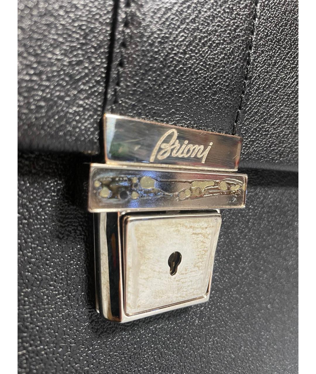 BRIONI Черный кожаный портфель, фото 6