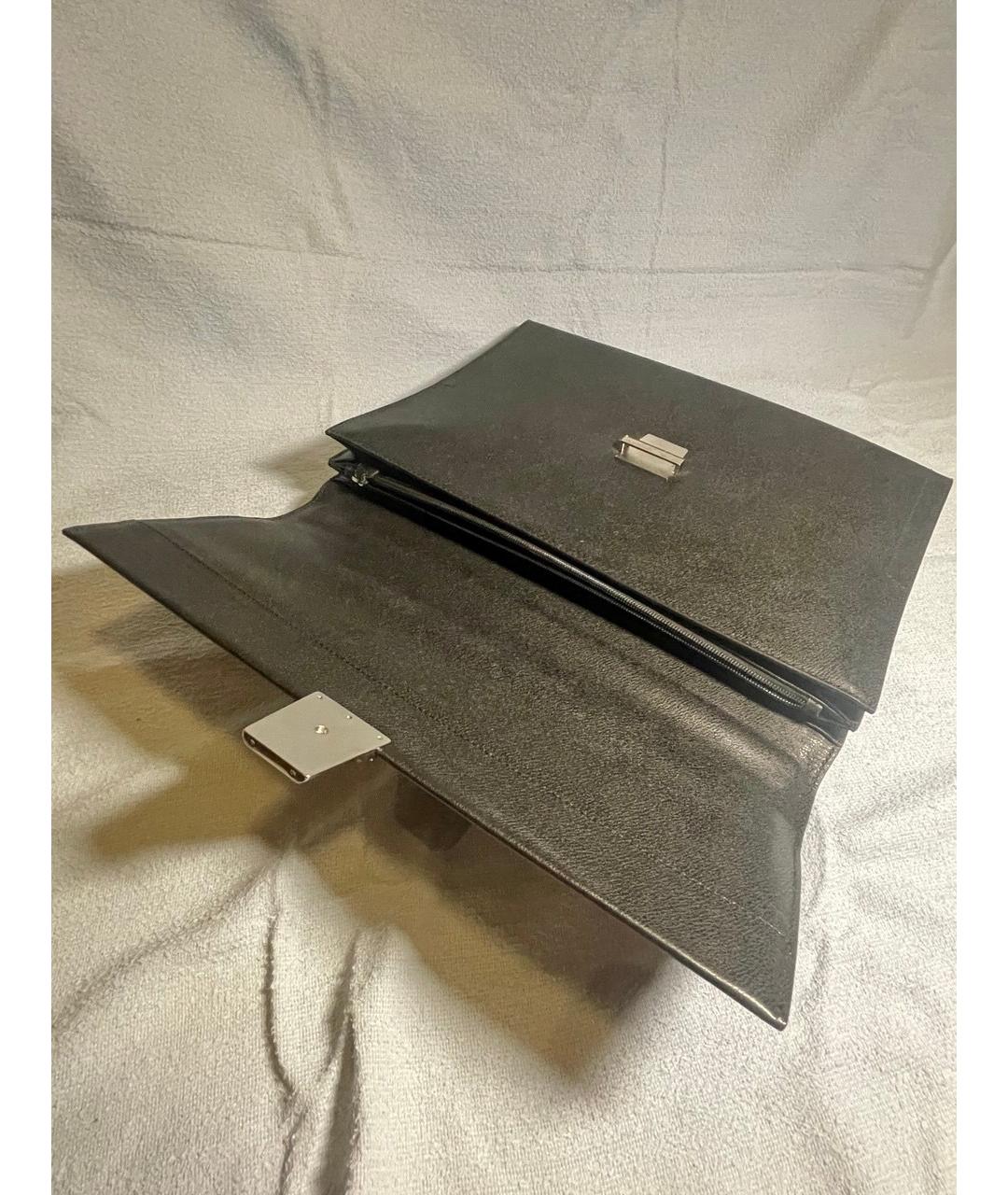 BRIONI Черный кожаный портфель, фото 5