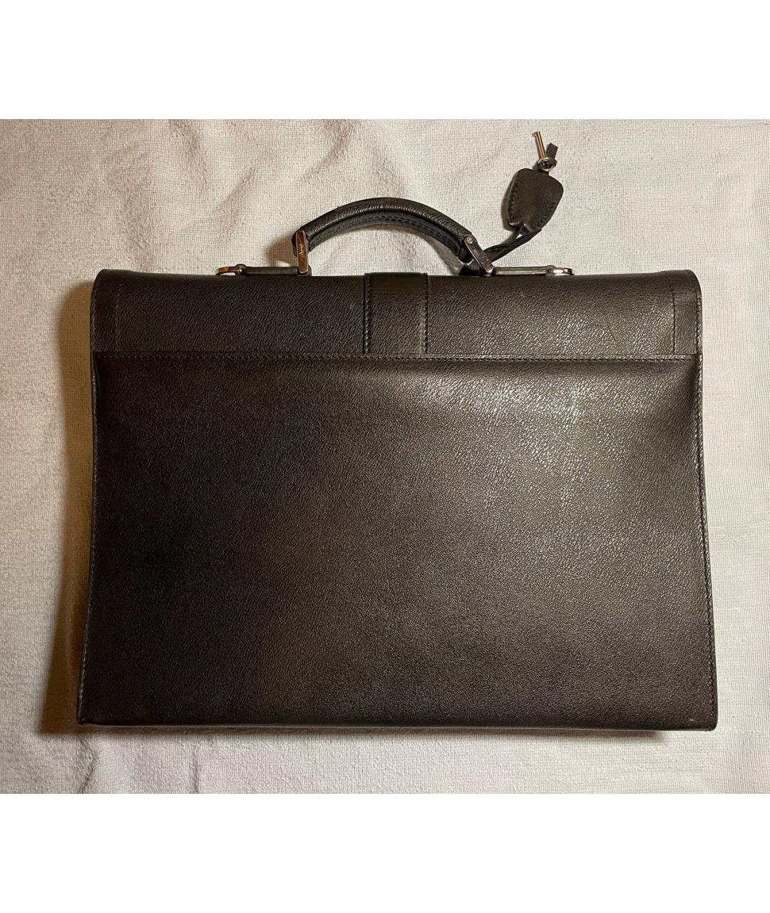 BRIONI Черный кожаный портфель, фото 9