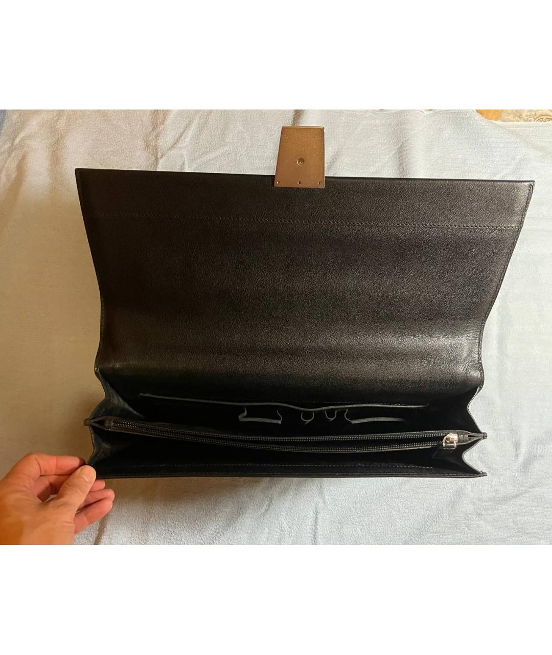 BRIONI Черный кожаный портфель, фото 3