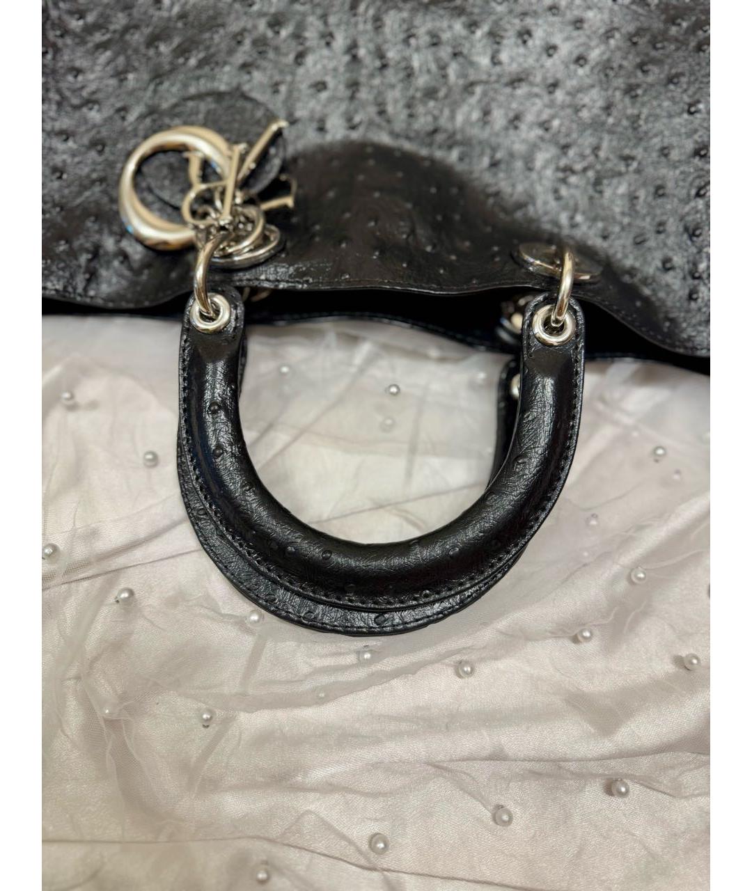 CHRISTIAN DIOR Черная сумка тоут из экзотической кожи, фото 7