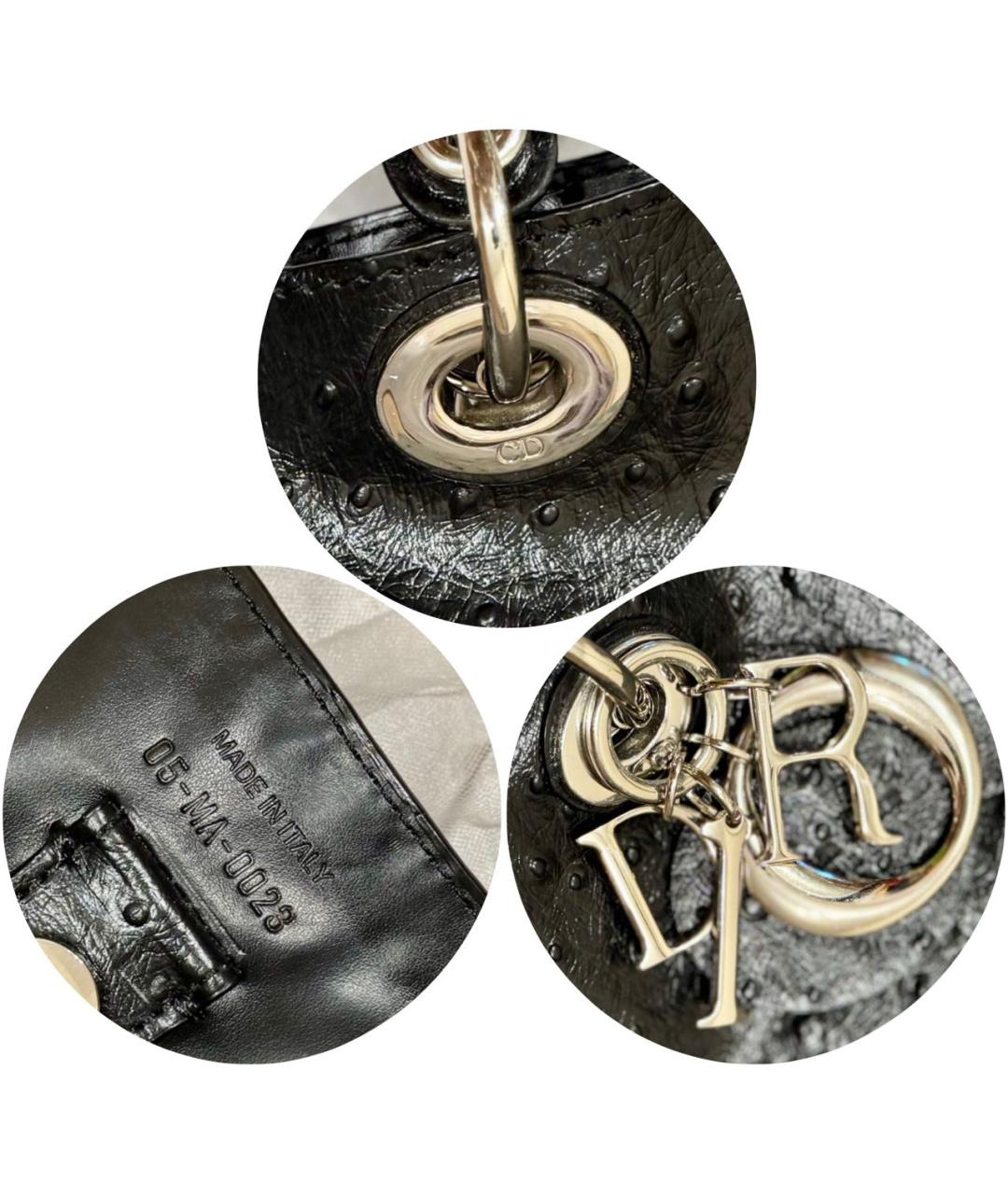 CHRISTIAN DIOR Черная сумка тоут из экзотической кожи, фото 5