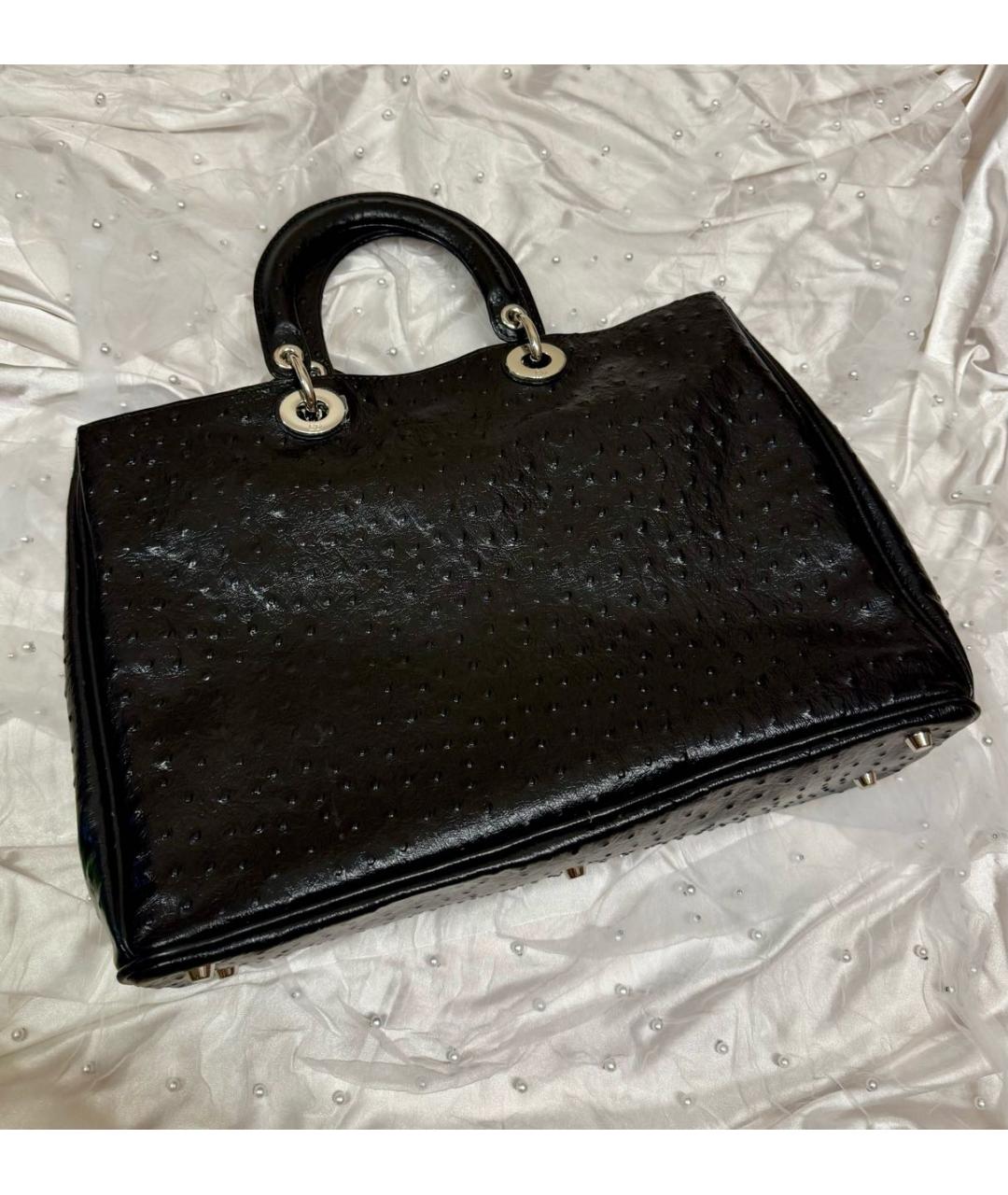CHRISTIAN DIOR Черная сумка тоут из экзотической кожи, фото 3