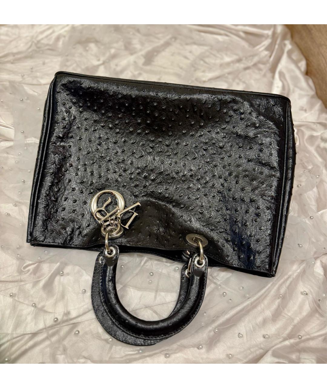 CHRISTIAN DIOR Черная сумка тоут из экзотической кожи, фото 8
