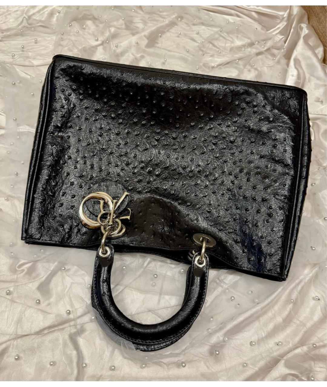 CHRISTIAN DIOR Черная сумка тоут из экзотической кожи, фото 9