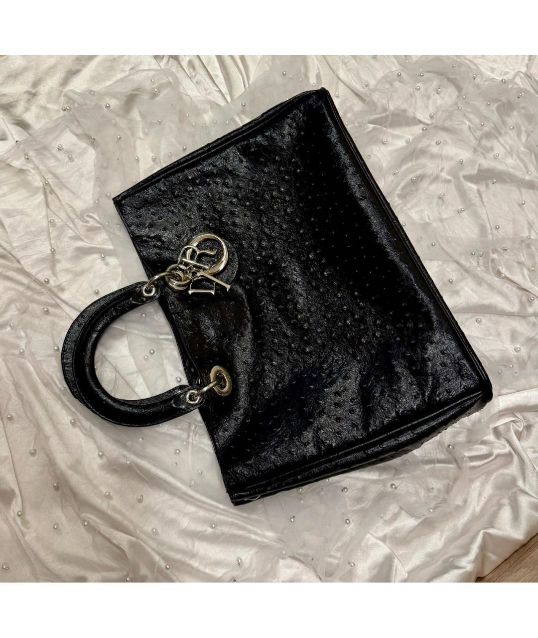 CHRISTIAN DIOR Черная сумка тоут из экзотической кожи, фото 2