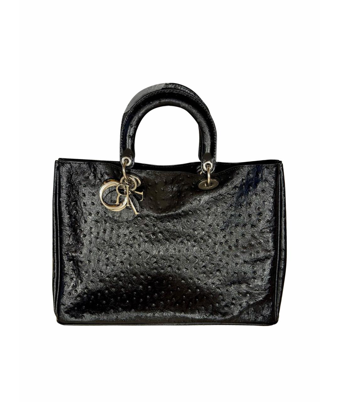 CHRISTIAN DIOR Черная сумка тоут из экзотической кожи, фото 1