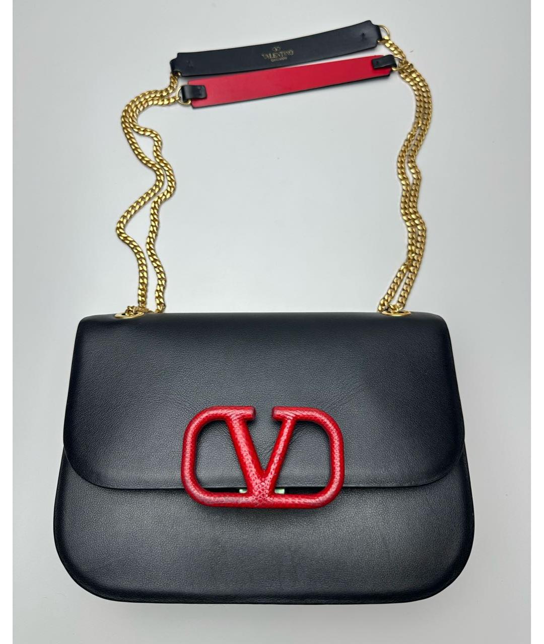 VALENTINO Черная кожаная сумка через плечо, фото 7