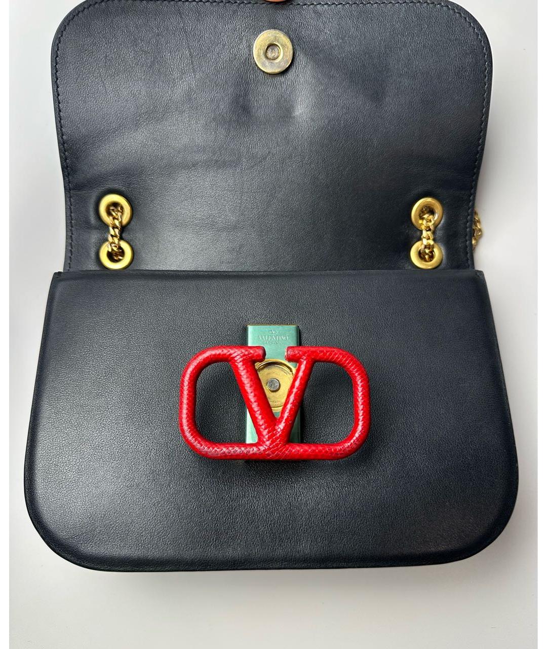 VALENTINO Черная кожаная сумка через плечо, фото 8