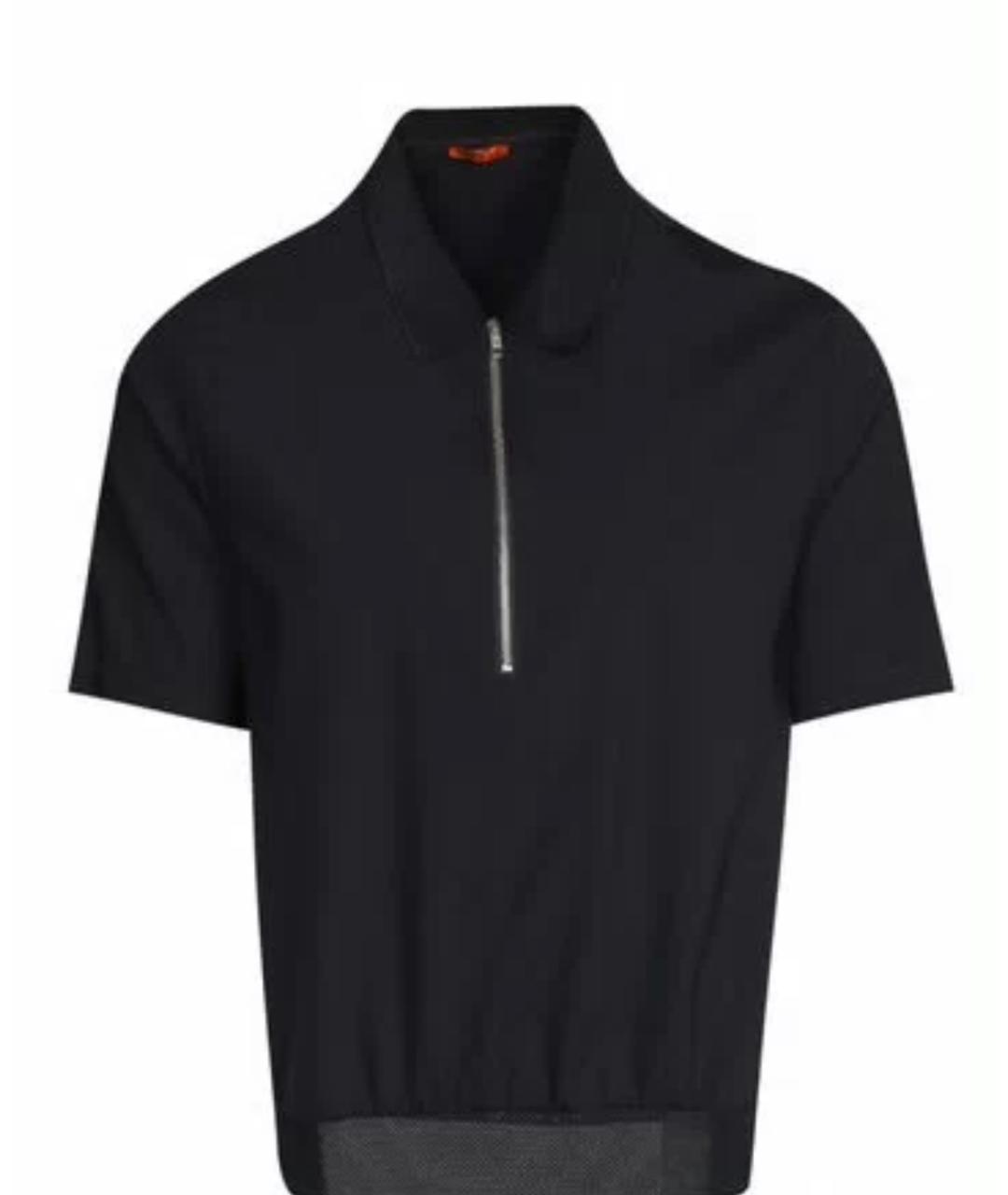 BARENA Темно-синее хлопковое поло с коротким рукавом, фото 1