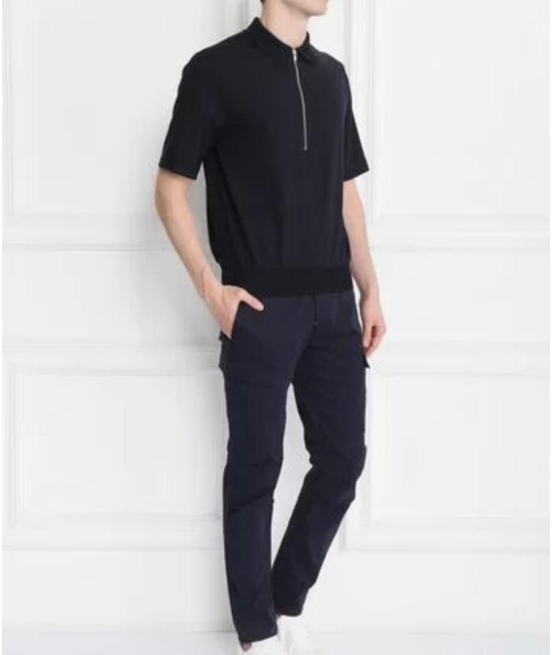 BARENA Темно-синее хлопковое поло с коротким рукавом, фото 5