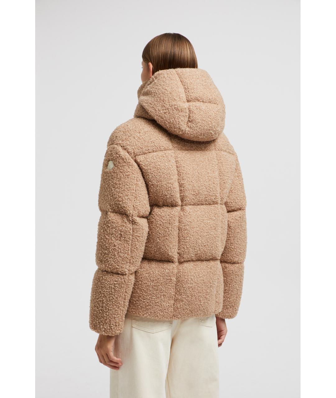MONCLER Бежевый полиэстеровый пуховик, фото 3