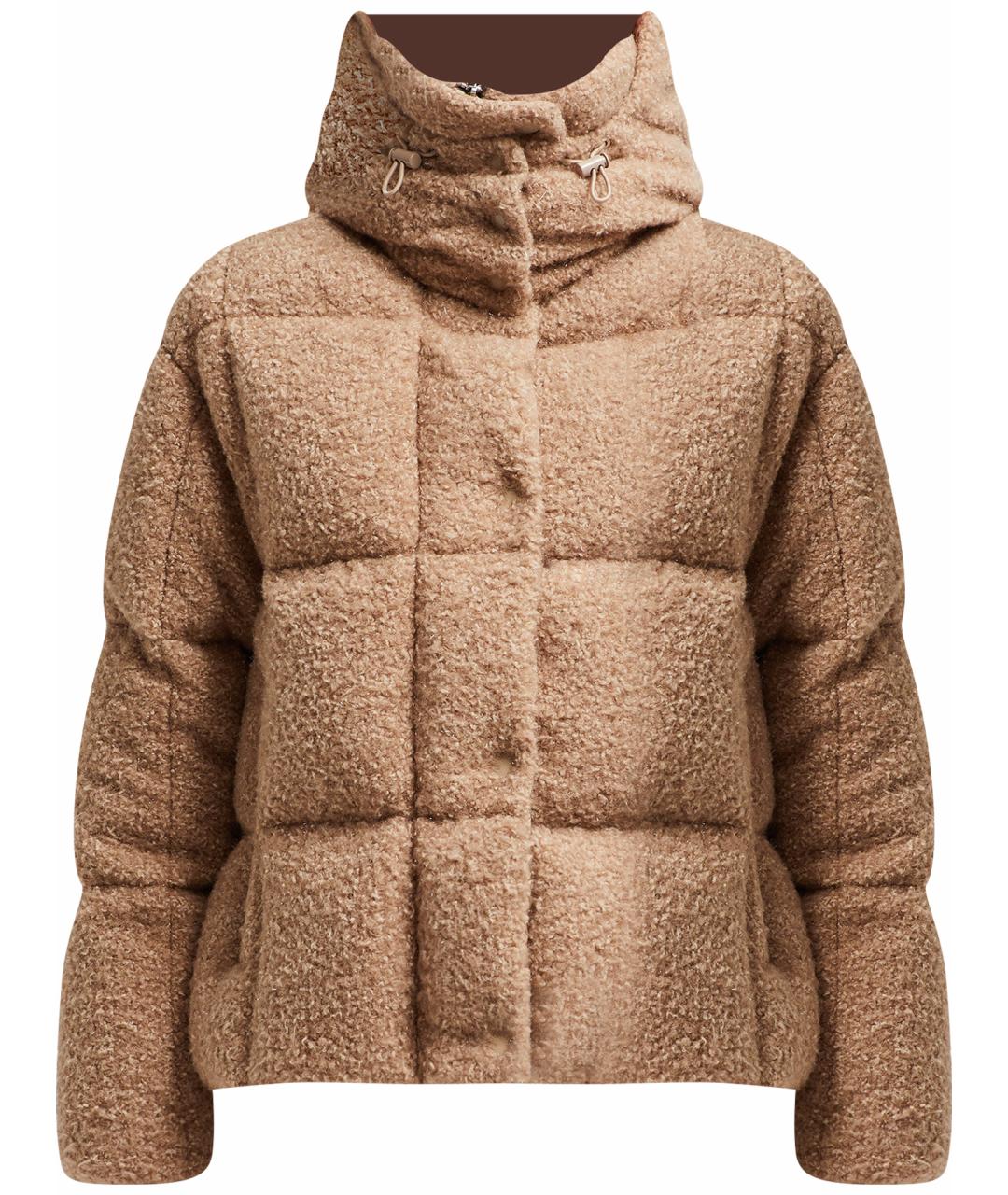 MONCLER Бежевый полиэстеровый пуховик, фото 1