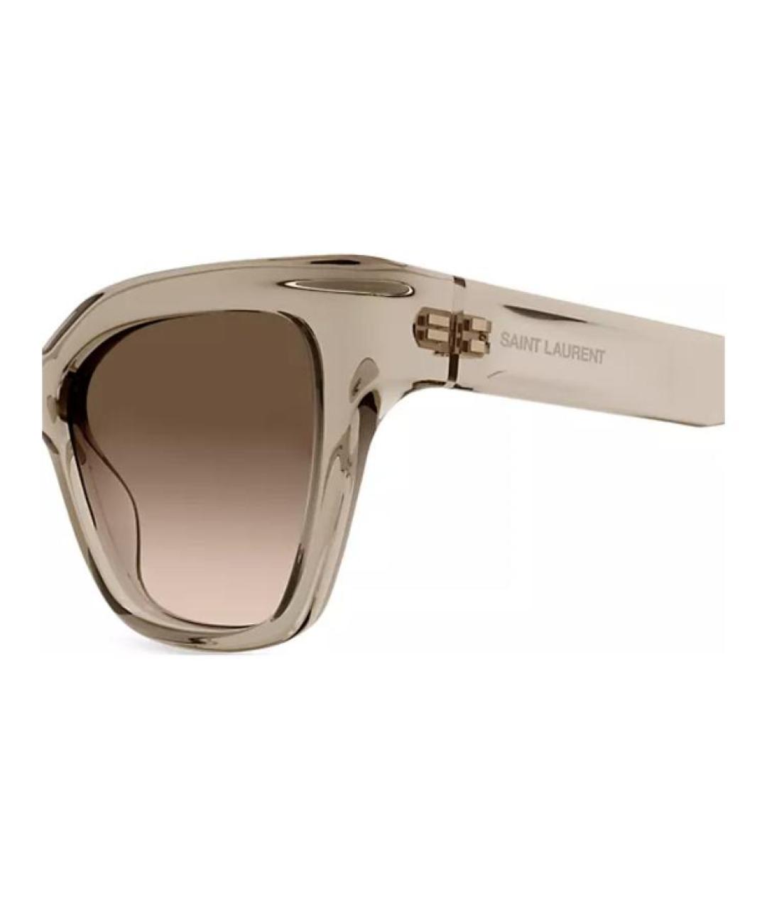 SAINT LAURENT Бежевые пластиковые солнцезащитные очки, фото 3