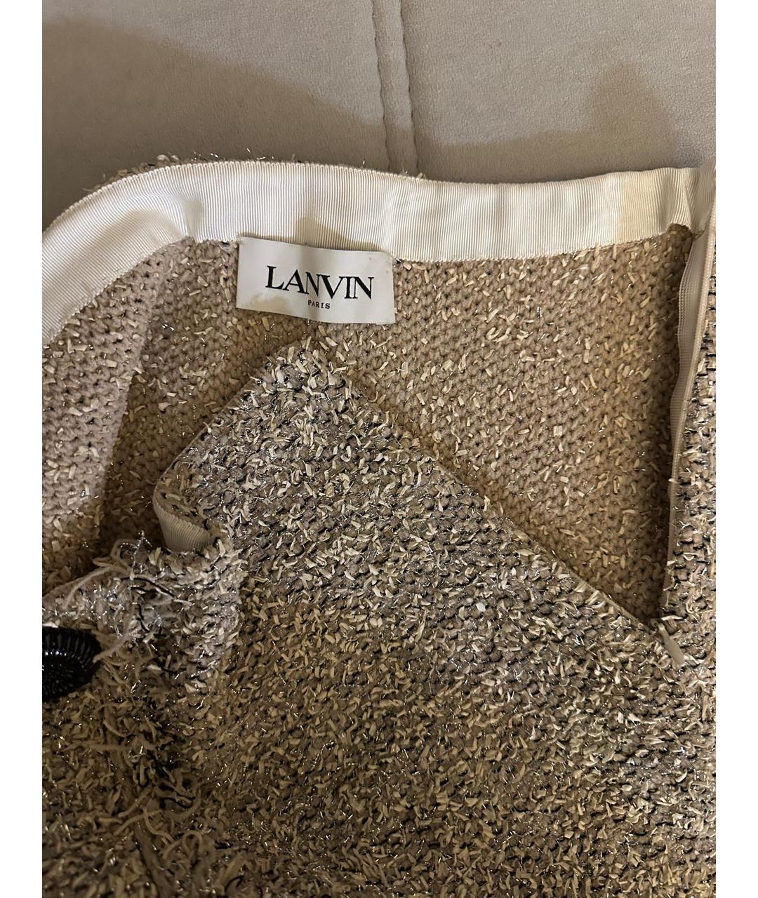 LANVIN Золотая хлопковая юбка мини, фото 6