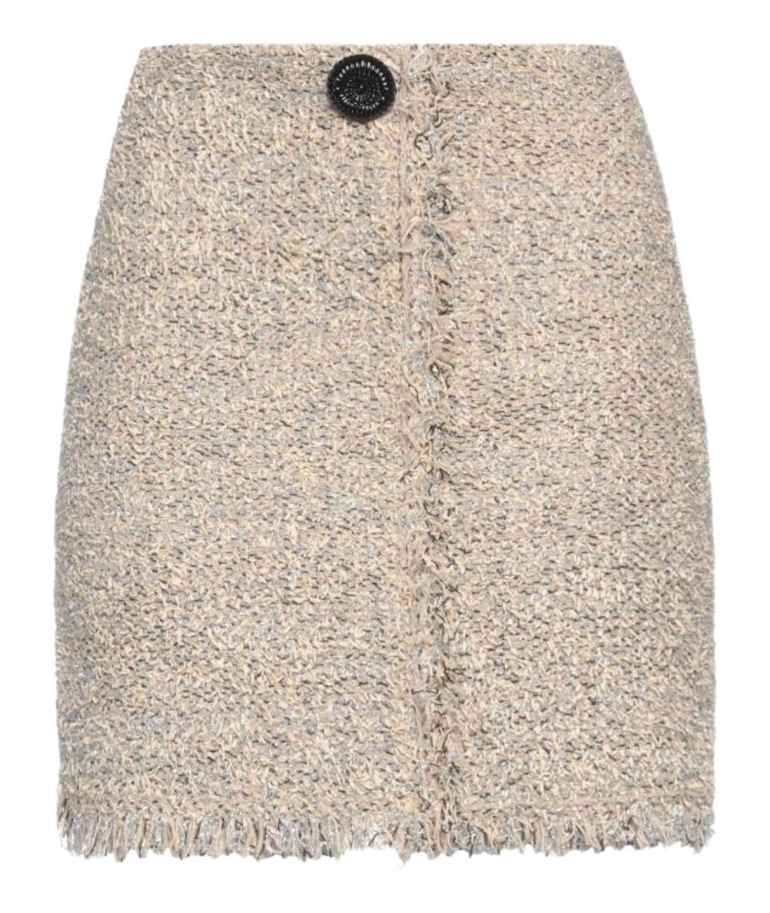 LANVIN Золотая хлопковая юбка мини, фото 1