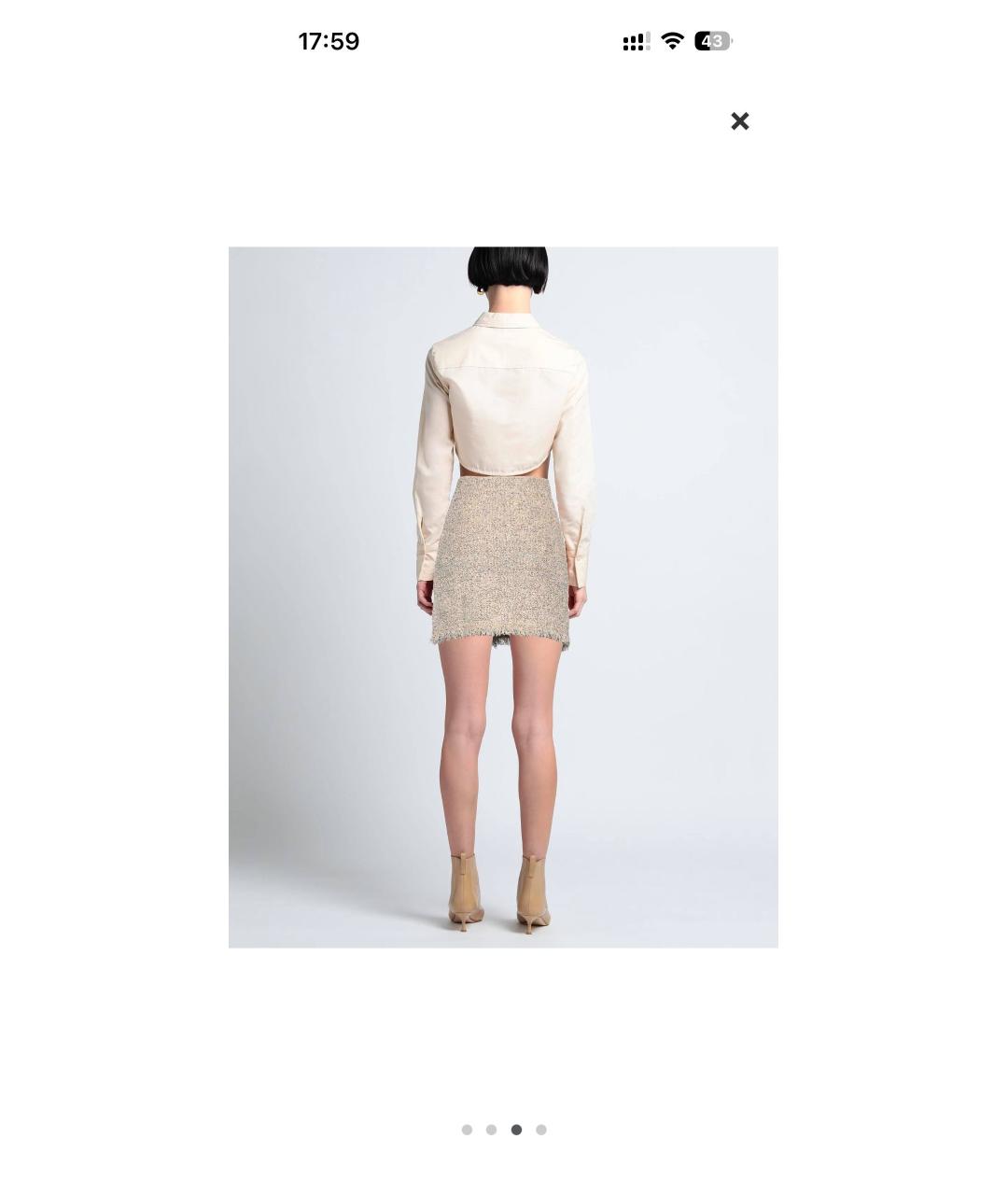 LANVIN Золотая хлопковая юбка мини, фото 5