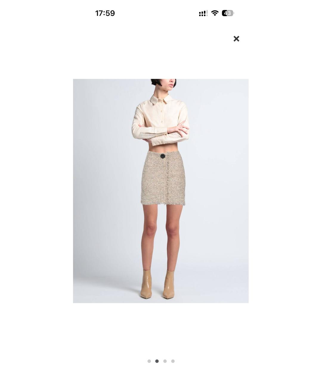 LANVIN Золотая хлопковая юбка мини, фото 2