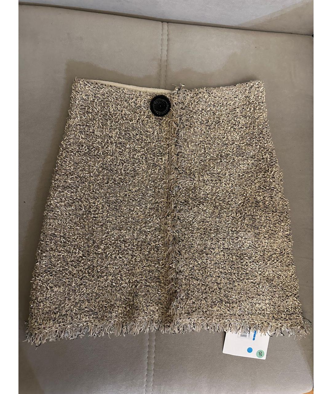 LANVIN Золотая хлопковая юбка мини, фото 3