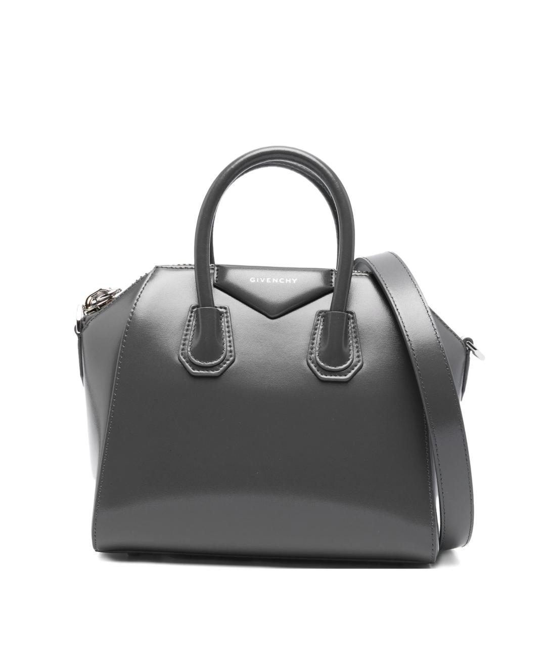 GIVENCHY Серая кожаная сумка с короткими ручками, фото 1