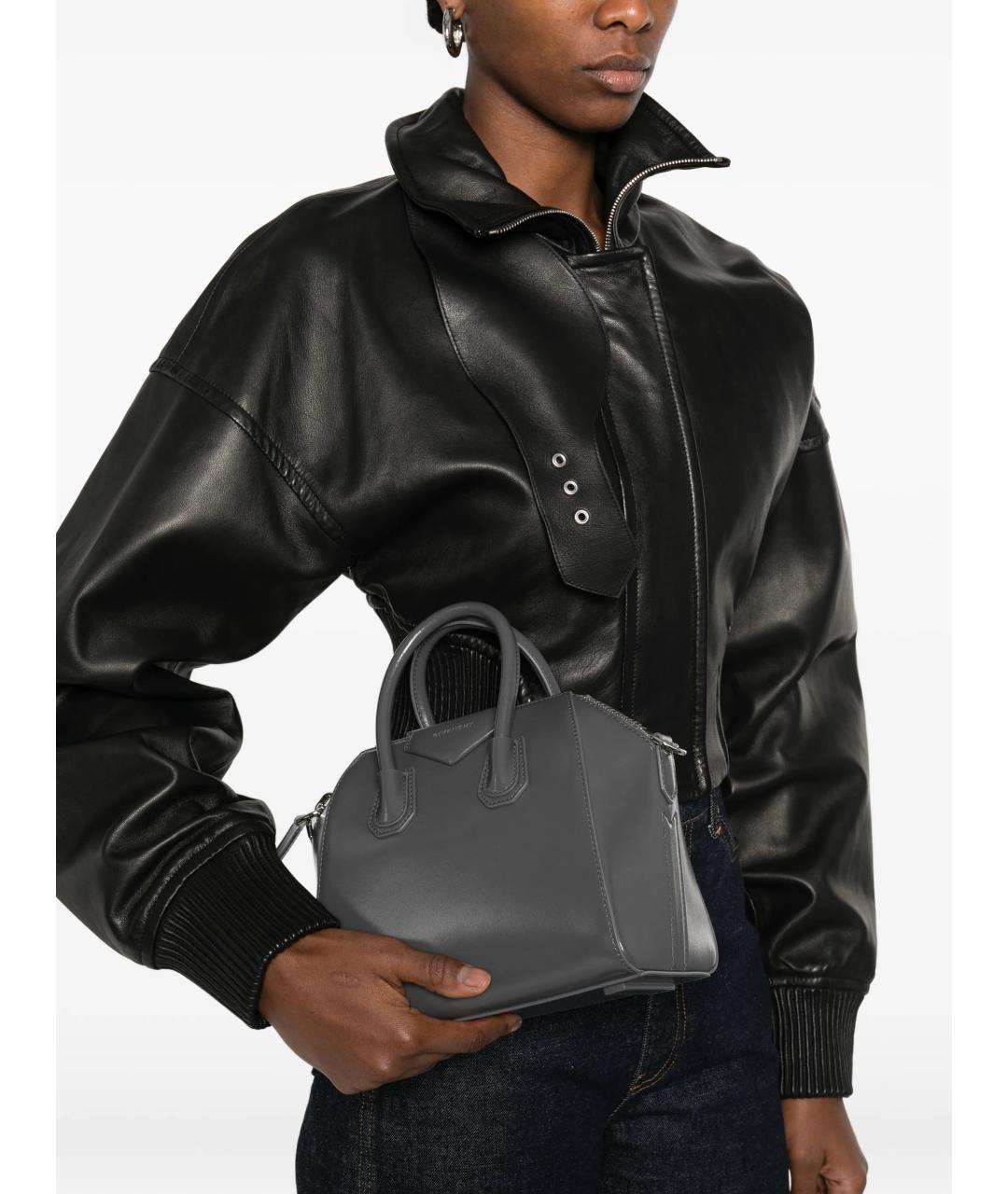 GIVENCHY Серая кожаная сумка с короткими ручками, фото 2