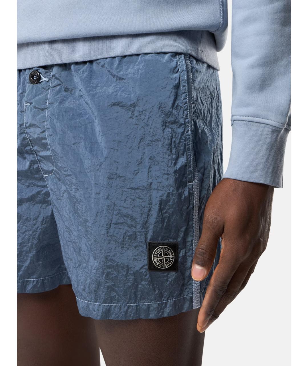 STONE ISLAND Синие полиамидовые шорты, фото 3