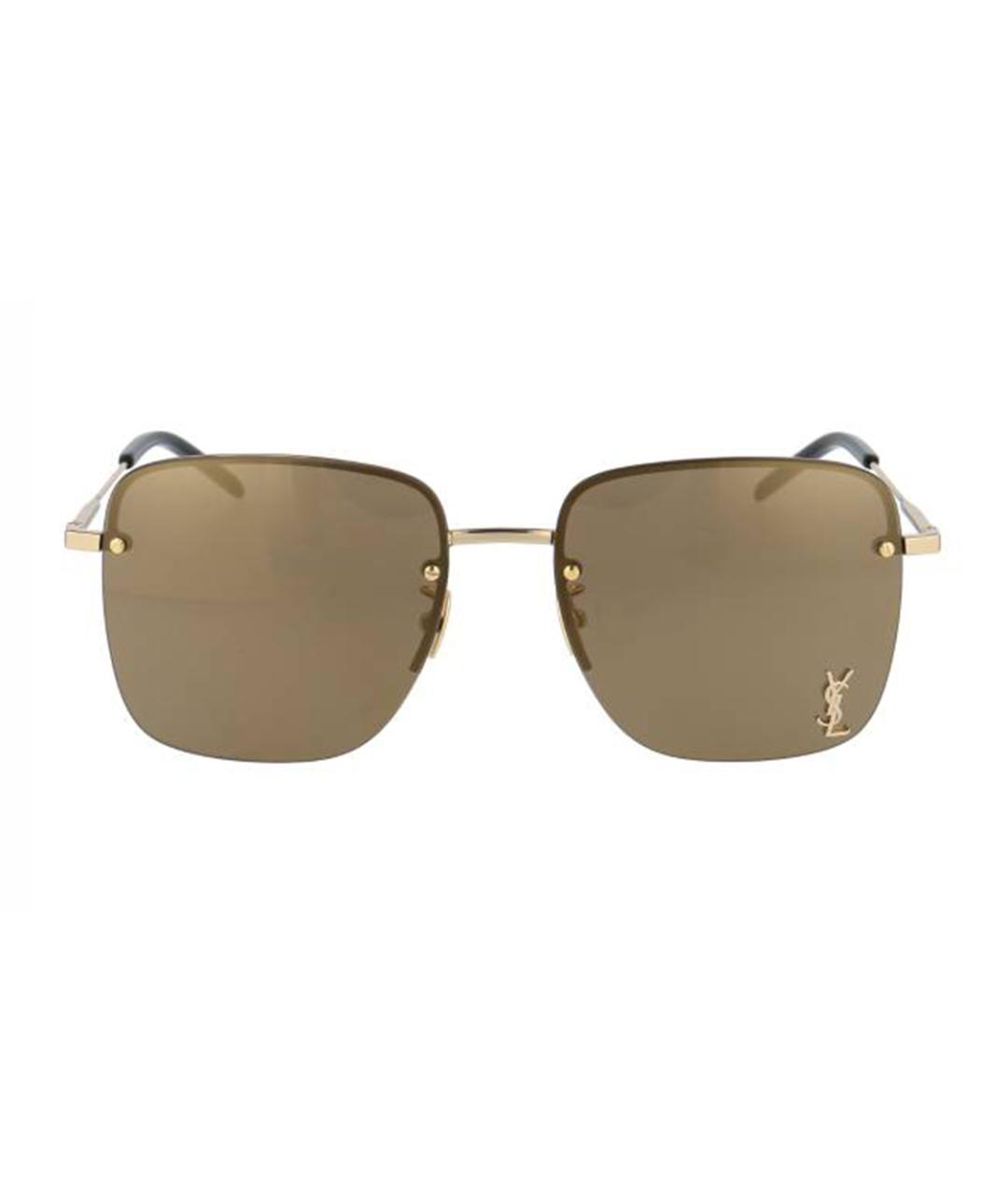 SAINT LAURENT Золотые металлические солнцезащитные очки, фото 2