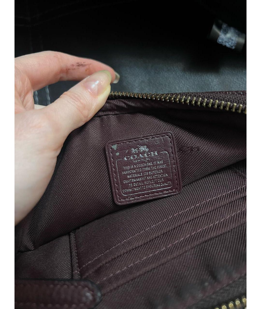 COACH Бордовая кожаная сумка через плечо, фото 8