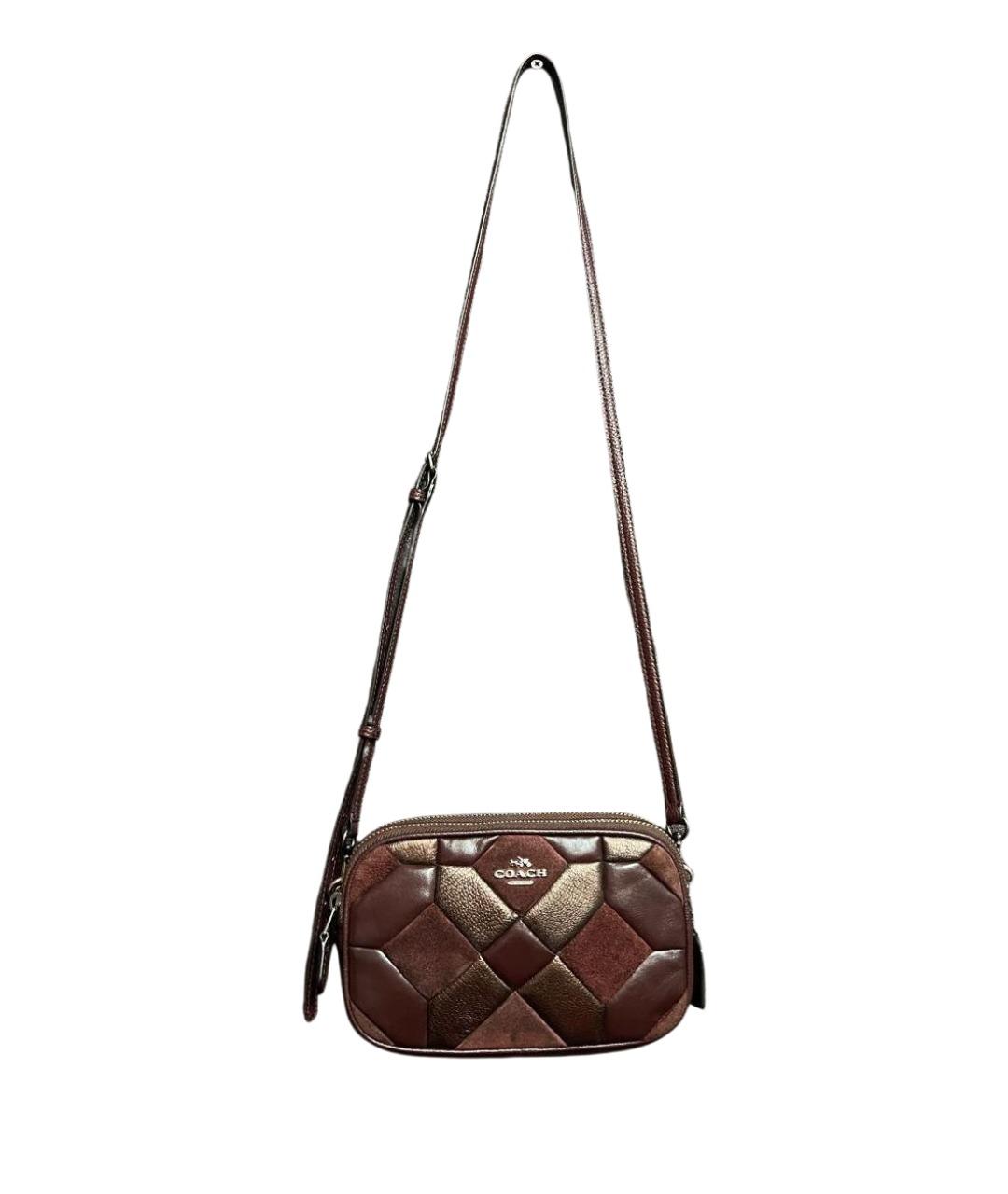 COACH Бордовая кожаная сумка через плечо, фото 1