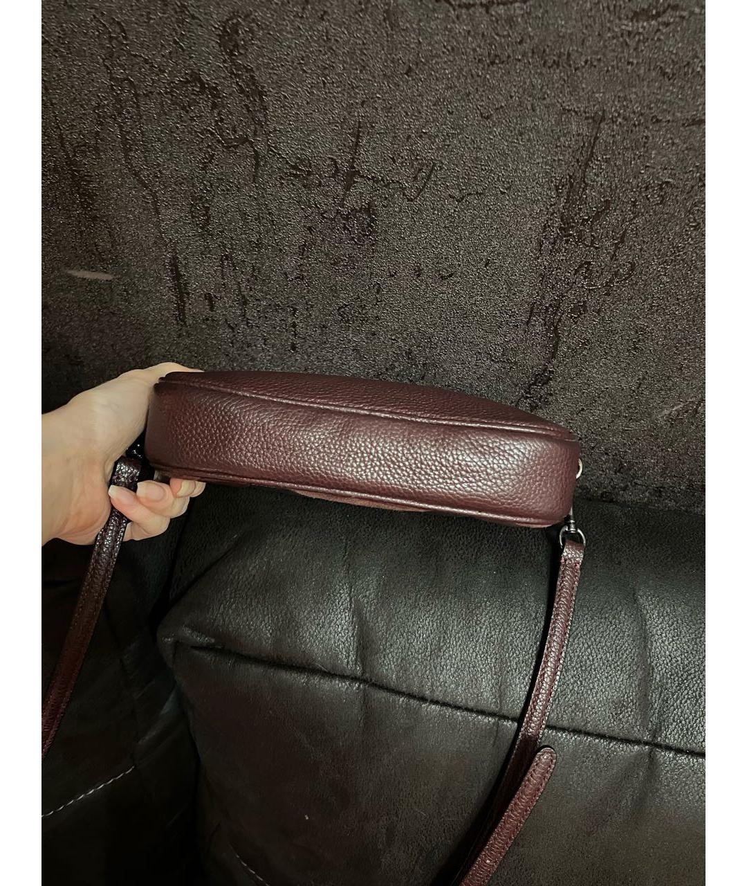 COACH Бордовая кожаная сумка через плечо, фото 6