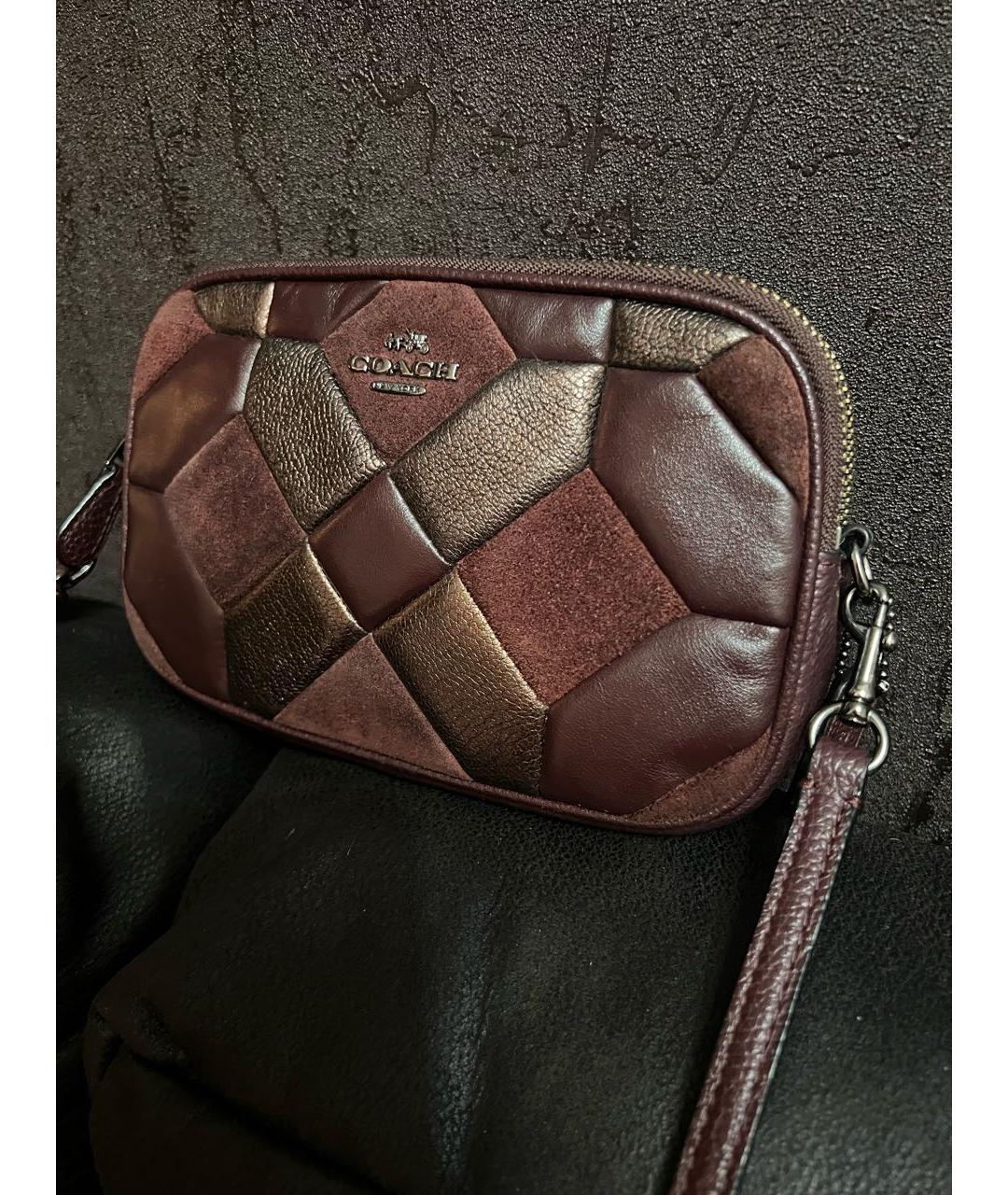 COACH Бордовая кожаная сумка через плечо, фото 2