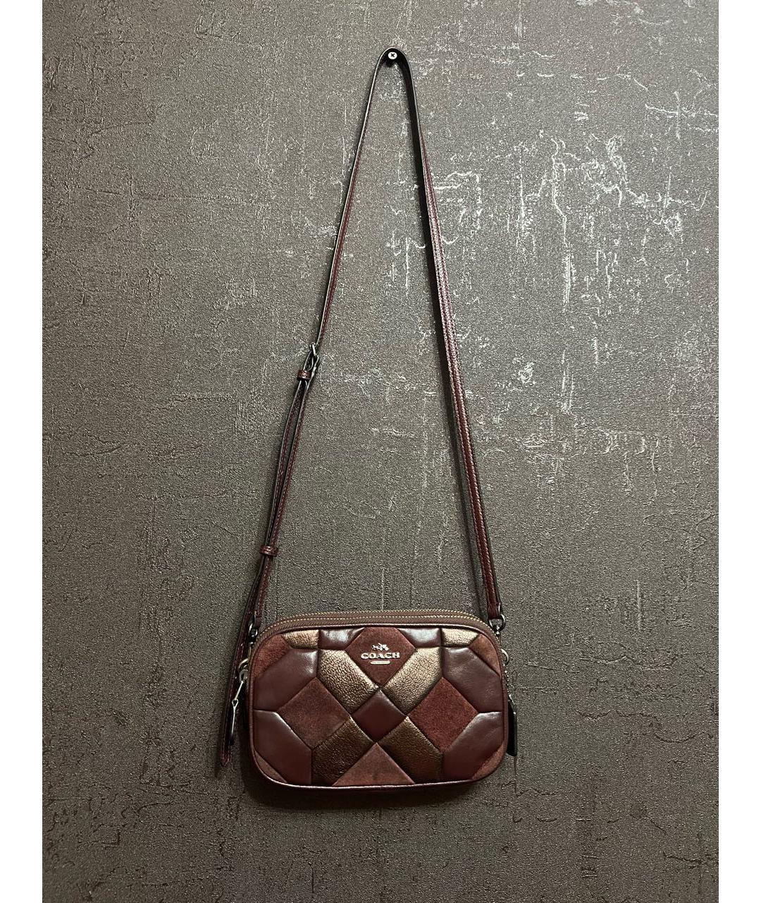 COACH Бордовая кожаная сумка через плечо, фото 9