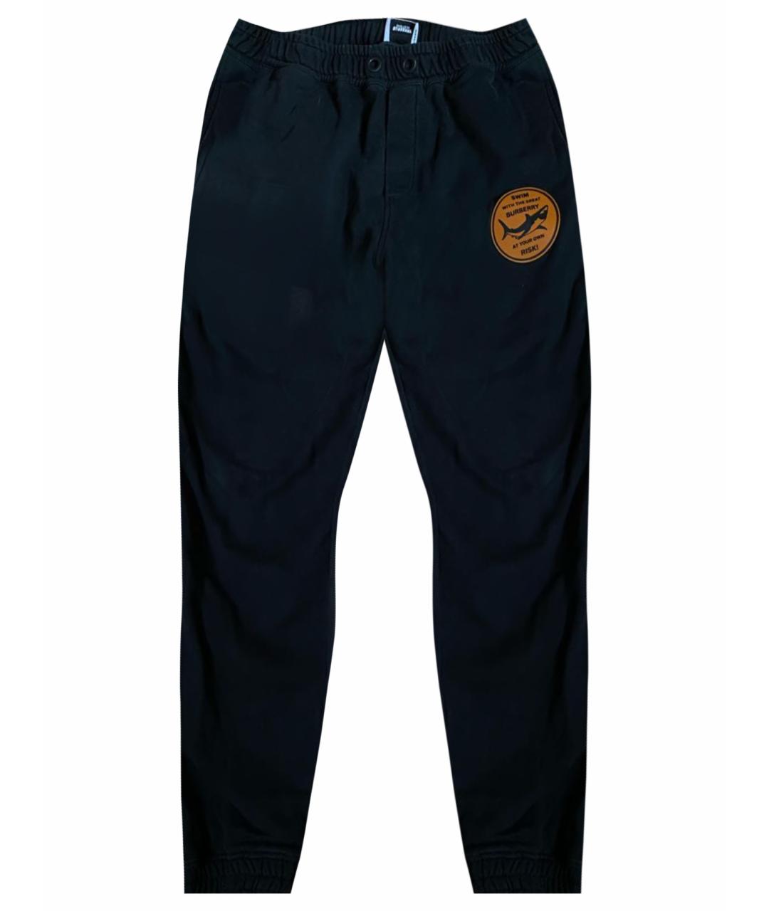 BURBERRY Черные хлопковые повседневные брюки, фото 1