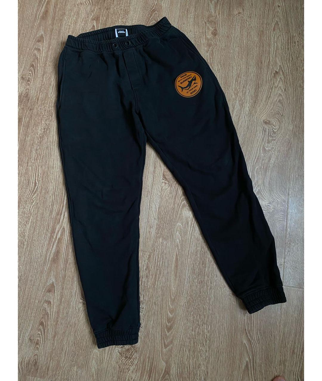 BURBERRY Черные хлопковые повседневные брюки, фото 6