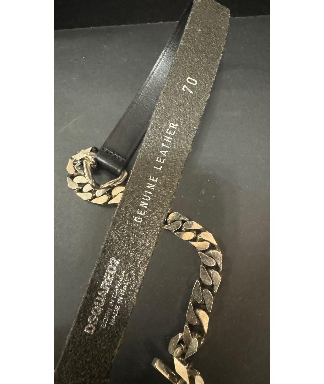 DSQUARED2 Черный кожаный ремень, фото 2