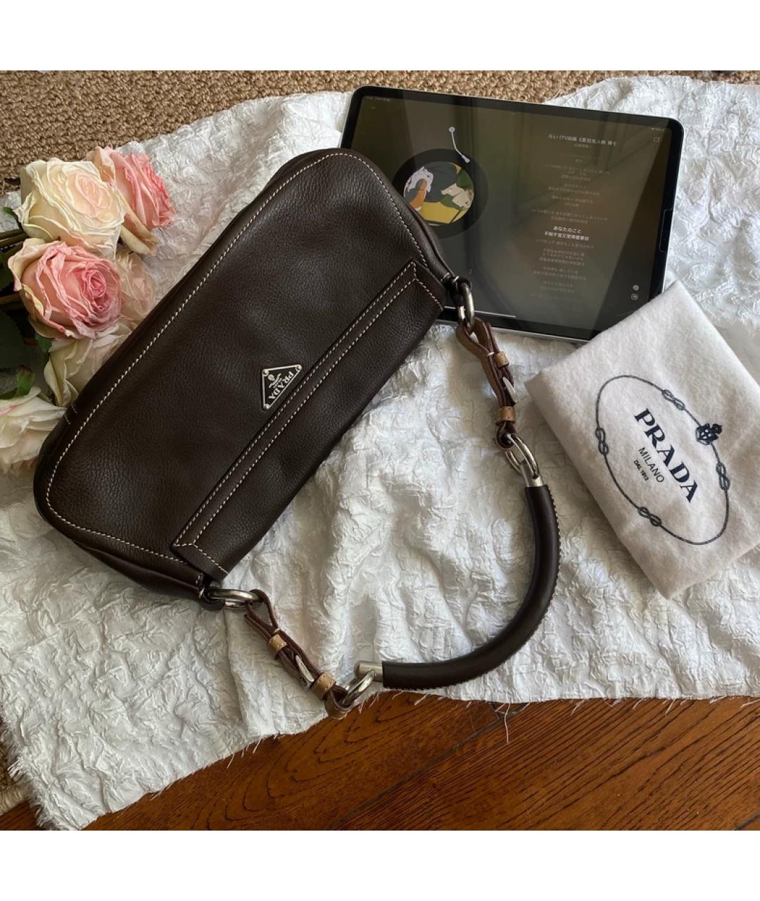 PRADA Коричневая кожаная сумка через плечо, фото 9
