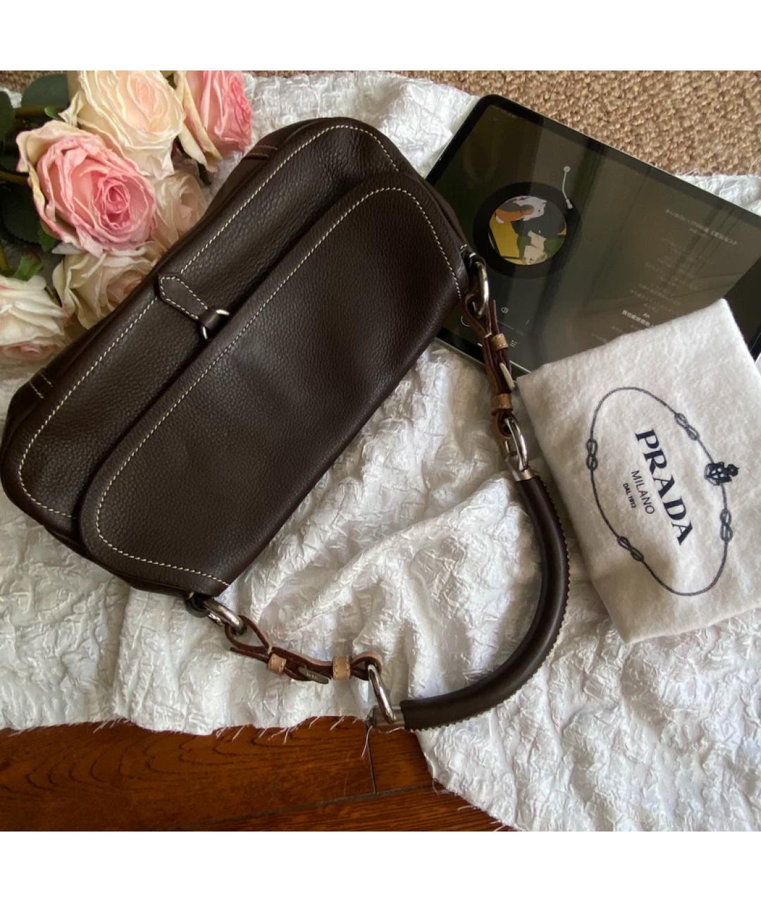 PRADA Коричневая кожаная сумка через плечо, фото 10