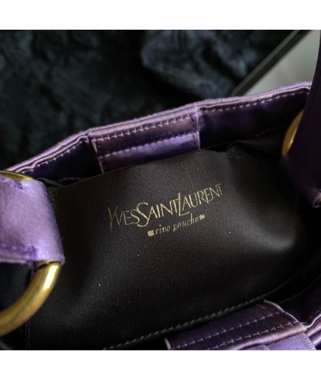 SAINT LAURENT Фиолетовая тканевая сумка с короткими ручками, фото 4