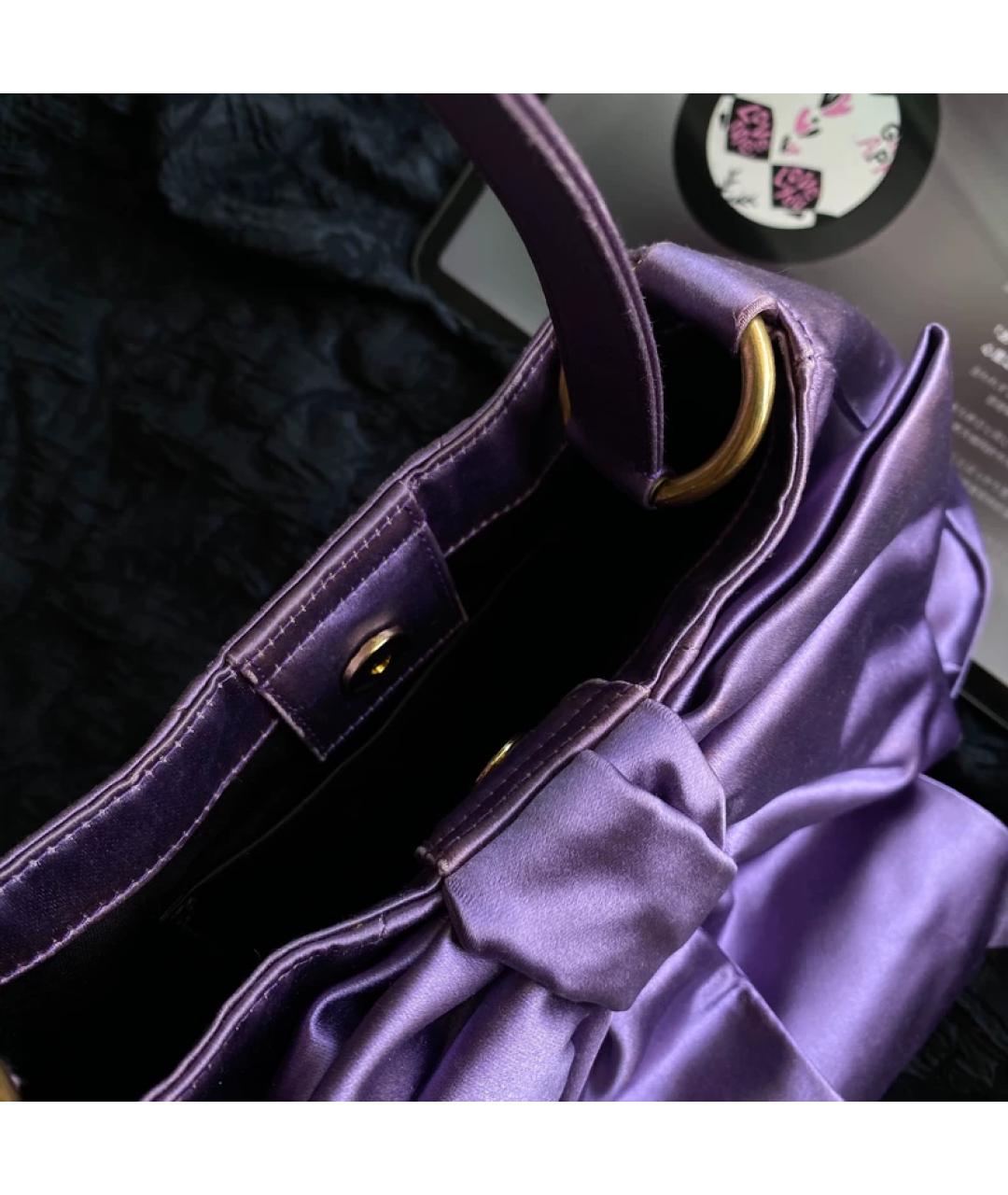 SAINT LAURENT Фиолетовая тканевая сумка с короткими ручками, фото 3