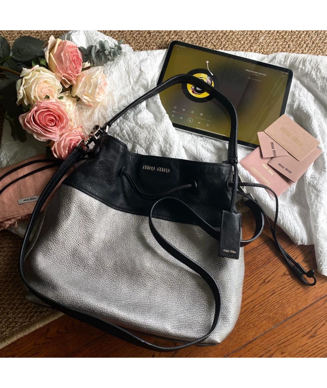 MIU MIU Черная кожаная сумка с короткими ручками, фото 6