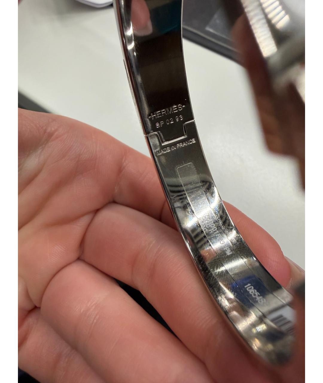 HERMES Белый металлический браслет, фото 5