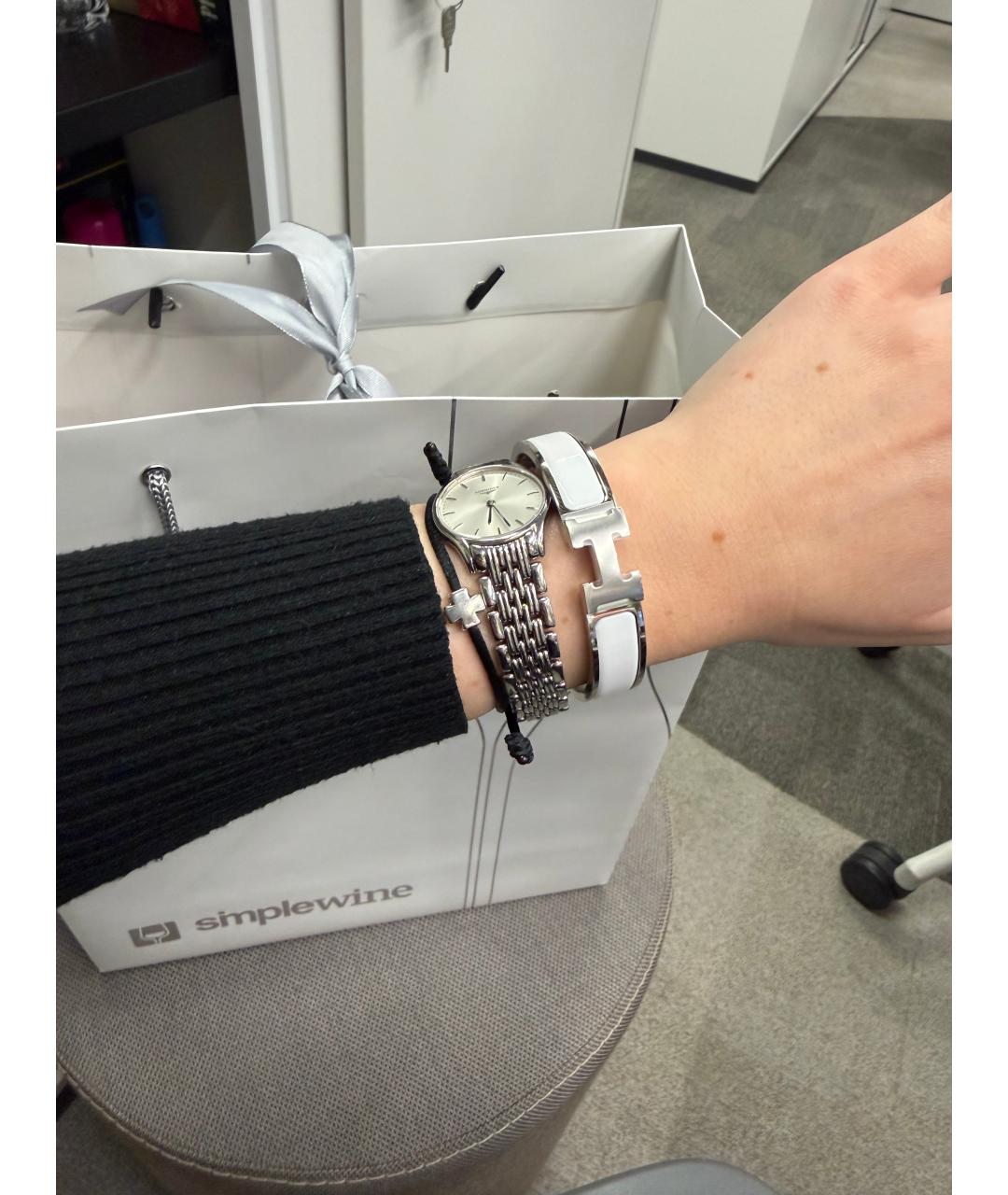 HERMES Белый металлический браслет, фото 3