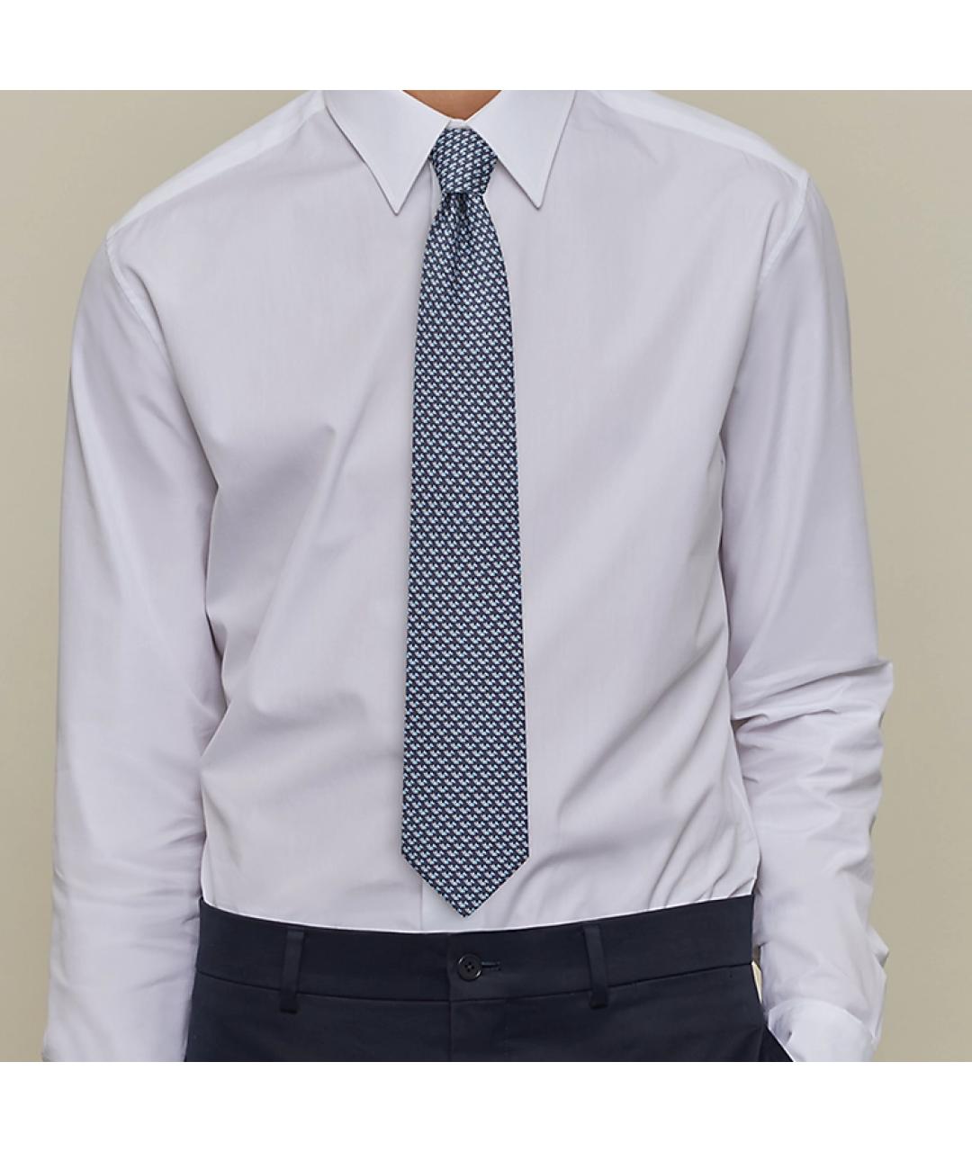 HERMES Темно-синий шелковый галстук, фото 2