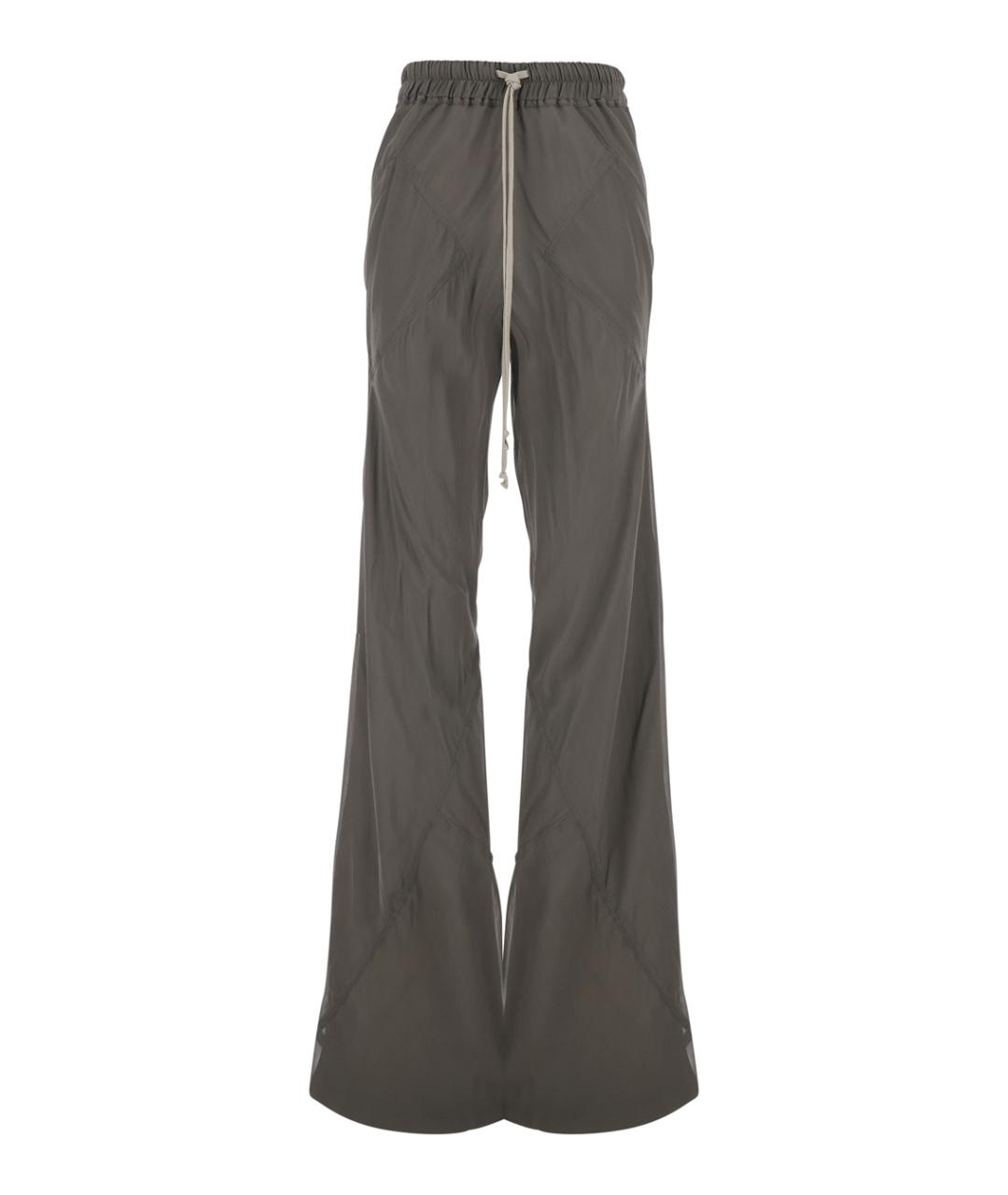 RICK OWENS Серые шелковые прямые брюки, фото 1