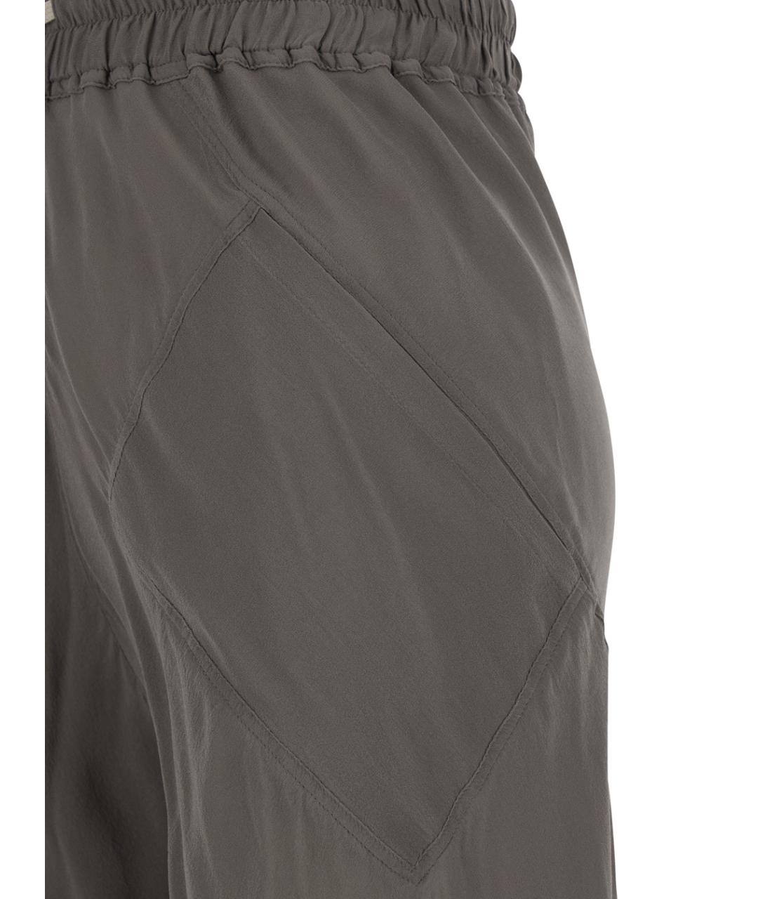 RICK OWENS Серые шелковые прямые брюки, фото 3