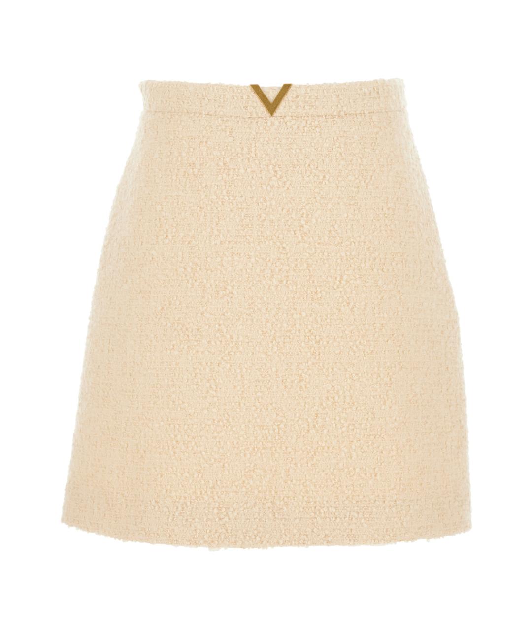 VALENTINO Бежевая шерстяная юбка мини, фото 1