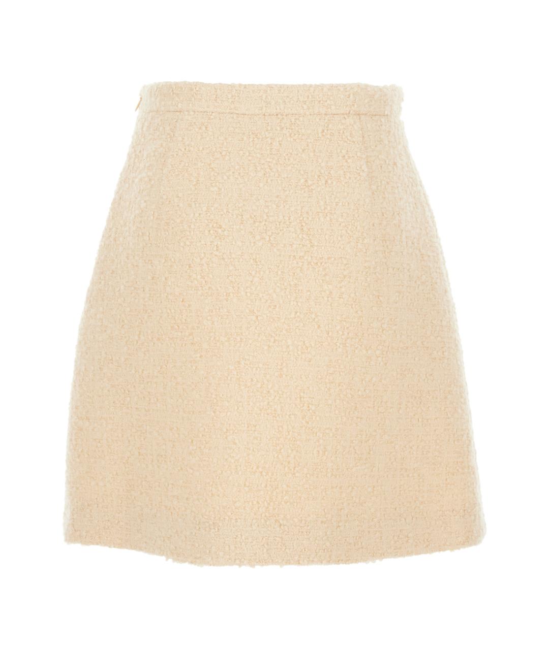 VALENTINO Бежевая шерстяная юбка мини, фото 2